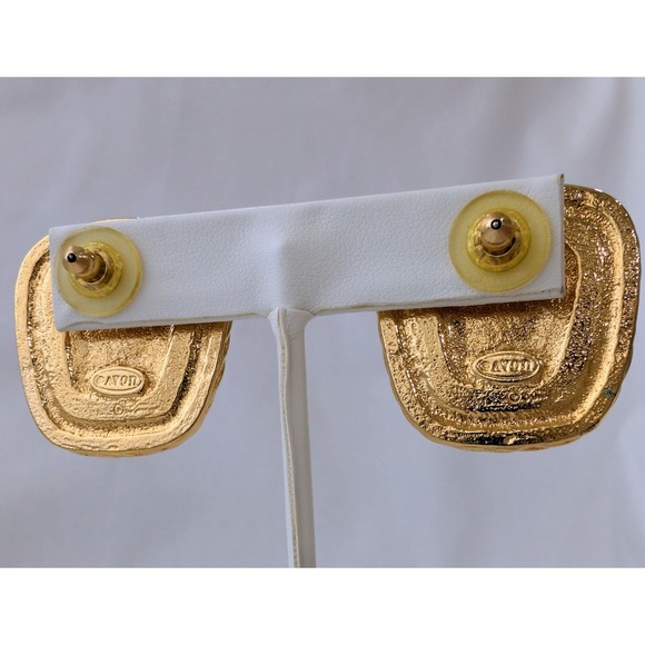 Vintage Avon Gold Trim With Red Enamel Statement Pierced Earrings LT112 - Picture 3 of 4